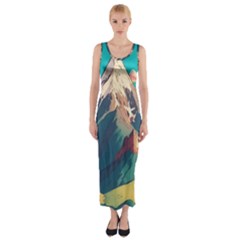 Mountain Mount Fuji Fitted Maxi Dress by Pakjumat