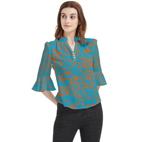 Animal Print Pattern Loose Horn Sleeve Chiffon Blouse by Pakjumat