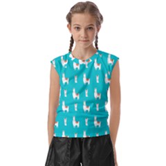 Lama Alpaca Animal Pattern Design Kids  Raglan Cap Sleeve T-shirt by Pakjumat