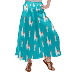 Lama Alpaca Animal Pattern Design Women s Satin Palazzo Pants by Pakjumat