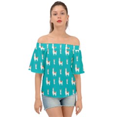 Lama Alpaca Animal Pattern Design Off Shoulder Short Sleeve Top by Pakjumat