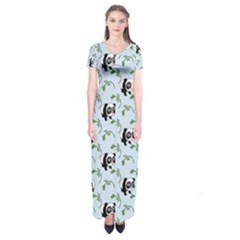 Animal Panda Bamboo Seamless Pattern Short Sleeve Maxi Dress by Pakjumat