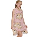 Cat Pattern Pink Cartoon Kids  Frill Swing Dress View3