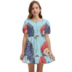 Hedgehogs Animal Kids  Short Sleeve Dolly Dress by Pakjumat