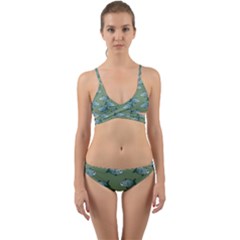 Fishes Pattern Background Wrap Around Bikini Set by Pakjumat