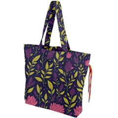 Flower Pattern Design Drawstring Tote Bag by Pakjumat