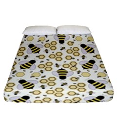 Bee Honeycomb Honeybee Insect Fitted Sheet (queen Size) by Pakjumat