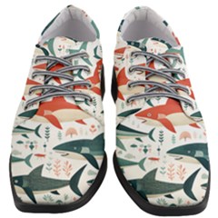 Fish Shark Animal Pattern Women Heeled Oxford Shoes by Pakjumat