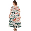 Fish Shark Animal Pattern Kimono Sleeve Boho Dress View2