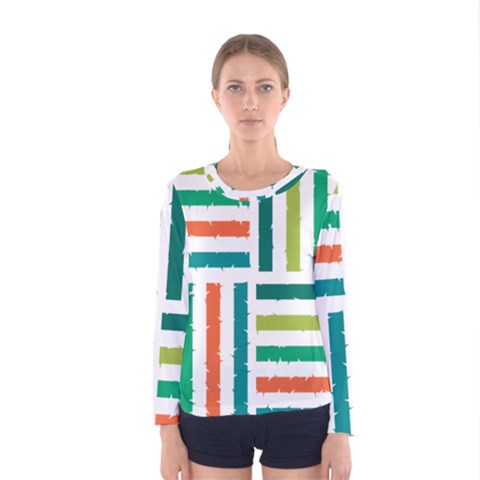 Striped Colorful Pattern Graphic Women s Long Sleeve T-shirt by Pakjumat