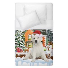 White Labrador Santa Merry T- Shirt Red Winter Christmas Hat House White Labrador  Santa Merry T- Sh Duvet Cover (single Size) by ZUXUMI