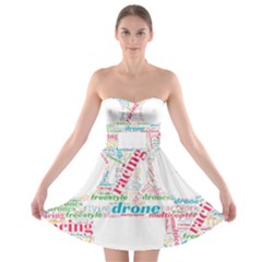 Drone Racing Word Cloud T- Shirt F P V Freestyle Drone Racing Word Cloud T- Shirt (5) Strapless Bra Top Dress by ZUXUMI