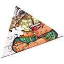 Bulldog Gifts T- Shirtbulldog Eating Pizza T- Shirt Wooden Puzzle Triangle View3