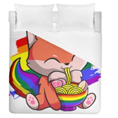 Gay Pride T- Shirt Gay Pride Kawaii Fox Ramen Noodles Rainbow Flag T- Shirt Duvet Cover (queen Size) by ZUXUMI