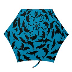 Dolphin Silhouette Pattern Mini Folding Umbrellas by Pakjumat