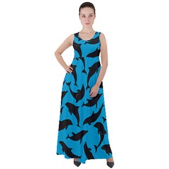 Dolphin Silhouette Pattern Empire Waist Velour Maxi Dress by Pakjumat