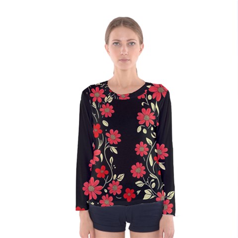 Pattern Flowers Design Nature Women s Long Sleeve T-shirt by Pakjumat