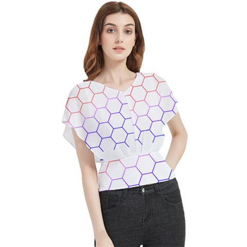 Abstract T- Shirt Honeycomb Pattern T- Shirt Butterfly Chiffon Blouse by EnriqueJohnson