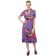 Purple Funny Monster Keyhole Neckline Chiffon Dress by Sarkoni