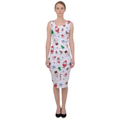 Christmas Santa Claus Pattern Sleeveless Pencil Dress by Sarkoni