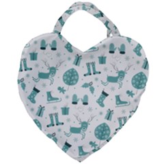 Christmas Seamless Pattern Design Giant Heart Shaped Tote by Sarkoni