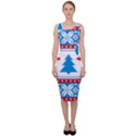 Red And Green Christmas Tree Winter Pattern Pixel Elk Buckle Holidays Sleeveless Pencil Dress View1