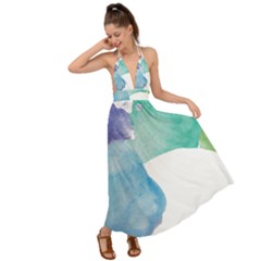 Colourful Pattern T- Shirt Colourful Watercolor Rainbow Bubbles T- Shirt Backless Maxi Beach Dress by EnriqueJohnson