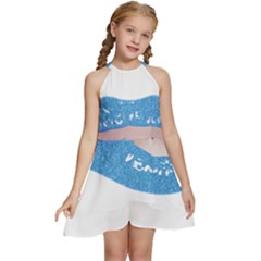 Lips -21 Kids  Halter Collar Waist Tie Chiffon Dress by SychEva