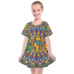 Grateful Dead Pattern Kids  Smock Dress by Sarkoni