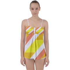 Geometric Abstract Art T- Shirt Sunrise Pattern Babydoll Tankini Top by EnriqueJohnson