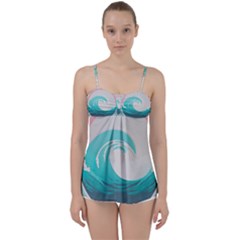 Tidal Wave Ocean Sea Tsunami Wave Minimalist Babydoll Tankini Top by uniart180623