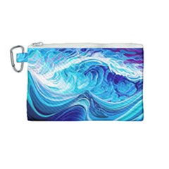 Tsunami Waves Ocean Sea Nautical Nature Water Canvas Cosmetic Bag (medium) by uniart180623