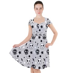 Skull-pattern- Cap Sleeve Midi Dress by Ket1n9