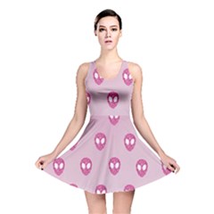 Alien Pattern Pink Reversible Skater Dress by Ket1n9