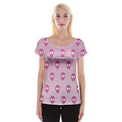 Alien Pattern Pink Cap Sleeve Top by Ket1n9