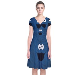 Funny Face Short Sleeve Front Wrap Dress by Ket1n9