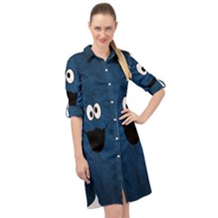 Funny Face Long Sleeve Mini Shirt Dress by Ket1n9