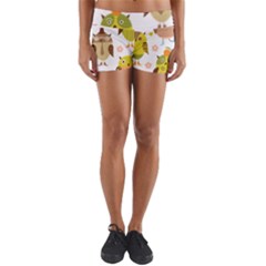 Cute Owls Pattern Yoga Shorts by Ket1n9