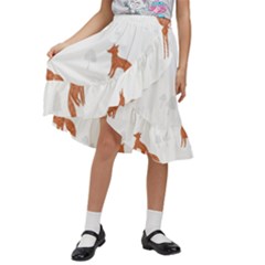 Fox Animal Wild Pattern Kids  Ruffle Flared Wrap Midi Skirt by Ket1n9