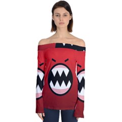 Funny Angry Off Shoulder Long Sleeve Top by Ket1n9