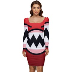 Funny Angry Women Long Sleeve Ruched Stretch Jersey Dress by Ket1n9