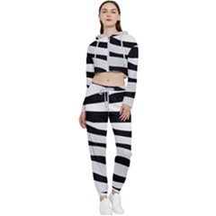 White Tiger Skin Cropped Zip Up Lounge Set by Ket1n9