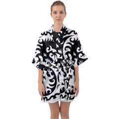 Ying Yang Tattoo Half Sleeve Satin Kimono  by Ket1n9