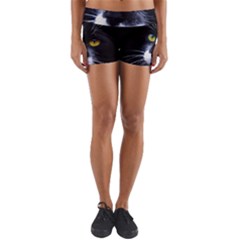 Face Black Cat Yoga Shorts by Ket1n9