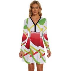 Love Long Sleeve Deep V Mini Dress  by Ket1n9