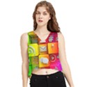 Colorful 3d Social Media V-Neck Cropped Tank Top View1