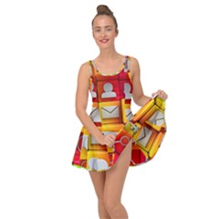 Colorful 3d Social Media Inside Out Casual Dress by Ket1n9