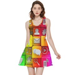 Colorful 3d Social Media Inside Out Reversible Sleeveless Dress by Ket1n9