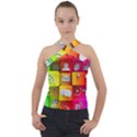 Colorful 3d Social Media Cross Neck Velour Top View1