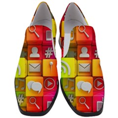 Colorful 3d Social Media Women Slip On Heel Loafers by Ket1n9